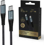 Extralink Smart Life 60W, USB-C - USB-C 120cm, PVC, 5V 2.4A/3A, pilka