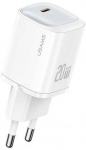 USAMS Laidinis įkroviklis CC248 20W GaN USB-C Fast Charging HC Series baltos spalvos CC248TC02