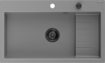 Granitinė virtuvinė plautuvė Mexen Omar su sifonu, Pilkas+Juodas, 800 x 480 mm