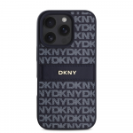 DKNY PU Leather Repeat Pattern Tonal Stripe Apple iPhone 16 Pro Max dėklas telefonui mėlynos spalvos