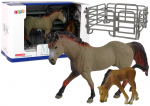 Lean Toys Figūrėlių rinkinys Žirgas su jaunikliu ir aptvaru LeanToys