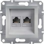 Schneider Electric Asfora kompiuterio lizdas 2 x RJ45 katė. 5E UTP be aliuminio rėmelio (EPH4400161)