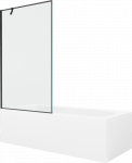 Vonia Mexen Vega su apdaila ir stiklo sienele, 170x70 cm + 100 cm, Baltas+Juodas frame