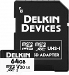 Atminties kortelė &bdquo;Delkin Trail Cam Hyperspeed Micro SDXC&ldquo; 64 GB, 10 klasės UHS-I/U3 V30 (DDMSDAHS64GB) kortelė