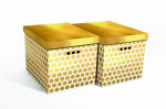 Domoletti FOLDABLE CART BOX2 44X35X32CM GOLD DOTS