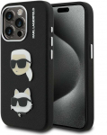Karl Lagerfeld Grained PU K&CH Heads dėklas skirtas Apple iPhone 15 Pro juodos spalvos