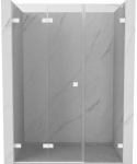 Du&scaron;o durys Mexen Lunar-F, sulankstomos, kairė, 130 cm, transparent/baltas