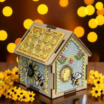 Wonderland Crafts Siuvinėjimo kryželiu rinkinys ant medžio su karoliukais, 6,5&times;7&times;5,5 cm