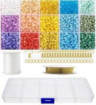 Stiklinių karoliukų rinkinys su dėžute auskarų gamybai RainBow&reg;, pastelinis, 1800 vnt.