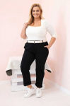 Women's Punto Milano Winter Plus Size Pants with belt juodas