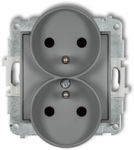 Karlik Elektrotechnik 27IGPR-2zp ICON Dvigubo lizdo mechanizmas rėmui su įžeminimu 2x(2P+Z) (srovės kelio sklendės) matinė pilka 27IGPR-2zp