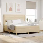 Kiemas lova su čiužiniu Kreminė 200 x 180 cm audinys