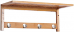 Sieninis drabužių kabyklas su kabliukais, montuojamas prie sienos, taupantis vietą, atlaiko 5kg, 50 x 16 x 17,5 cm, natūralaus medžio, HOMCOM
