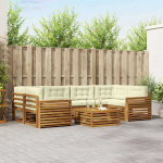 Lauko sofos komplektas su pagalve 7 pcs Natūralus ir grietinėlė