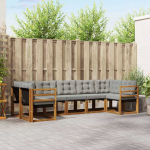 Lauko sofos komplektas 7 pcs Natūrali ir &scaron;viesiai pilka