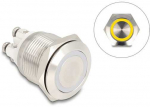 Delock Drucktaster zum Einbau 19 mm 4 x Schraubklemme LED gelb