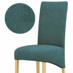 XL kėdžių užvalkalai su lapų ra&scaron;tu, 4 vnt., tamsiai žalios spalvos