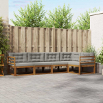 Lauko sofos komplektas 5 pcs Natūrali ir &scaron;viesiai pilka