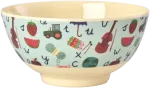 Rice - Melamine Bowl with Mėlyna ABC Print - Mėlyna - Medium - 700 ml