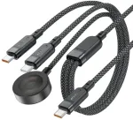 Acefast C6-11 3-in-1 duomenų perdavimo ir įkrovimo kabelis | USB-C į USB-C, Qi | 100 W | 1,2 m | juodas