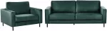 Sofa Beliani 4 vietų svetainės baldų komplektas SAVALEN, veliūras, tamsiai žalias