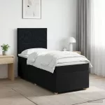 Spyruoklinė lova su čiužiniu Juoda 80 x 200 cm Audinys