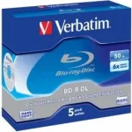 Verbatim Blanks BD-R 50 GB 6x Dual Layer Baltas Mėlyna Surface 5 Pack Jewel