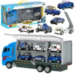 Transporterio sunkvežimis TIR paleidimo įrenginys + metaliniai policijos automobiliai