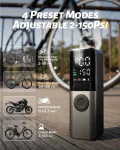 Gputek elektrinis dviračio siurblys, dviračio siurblys 150 Psi su skaitmeniniu slėgio matuokliu, elektriniai dviračių siurbliai, įkraunamas elektrinis siurblys su vožtuvų priedais skirtas plento dviračiui, kalnų dviračiui, e-dviračiui, motociklui