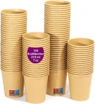 100 vienkartinių kraft popierinių puodelių 210 ml / 7 oz, tvirti, nepralaidūs, idealūs kavai, arbatai ir gaiviesiems gėrimams, bekvapiai kraft puodeliai