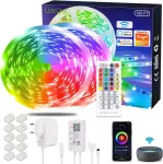 Alexa Led juosta 30 m, Luxonic Smart Rgb Led juostos, Alexa Led girliandos, valdomos programėle, muzikos sinchronizacija, veikia su Google Assistant, itin ilga Led juosta su maitinimo &scaron;altiniu ir nuotolinio valdymo pulteliu