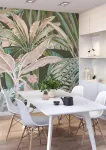 Rasch tapetai 590159 &ndash; fototapetai ant neaustinės medžiagos su palmėmis ir bananų lapais žalios ir smėlio spalvos i&scaron; kolekcijos Magicwalls &ndash; 3,00 m x 2,50 m (ilgis x plotis)