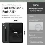 Zugu Case dėklas, skirtas Ipad 10.9 11-os/10-os kartos (a16 2025/2022), plonas apsauginis dėklas su 8 kampų stovu, magnetiniu ra&scaron;iklio laikikliu, automatinis miego/pabudimo režimas [mėlynai pilkas]