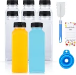 8 vnt. 400 ml talpos buteliukų rinkinys užpildymui, tu&scaron;ti plastikiniai buteliai užpildymui, daugkartinio naudojimo plastikiniai kokteilių sulčių buteliai skaidrūs, skirti &scaron;aldytuvui, sulčiaspaudės kokteiliams, vandeniui, pienui