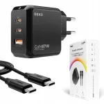 Greitas universalus Usb C įkroviklis 3x Usb 67w 65w type C + Usb C kabelis 100w