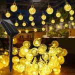 Lauko saulės energija įkraunamos girliandos, 12 m, 100 Led lauko girliandų, lauko saulės energija įkraunamos girliandos, Ip65 atsparios vandeniui, 8 režimai, lauko girliandos, balkonų dekoravimui, Kalėdoms, vakarėliams, sodo dekoravimui, medžiams