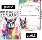 Ynkkvre kvietimai į vaikų gimtadienį mergaitėms ir berniukams, 14 x Llama kvietimai į vaikų gimtadienį, juokingi Alpaca gimtadienio kvietimai, kvietimas į vakarėlį su &scaron;auniu Llama dizainu