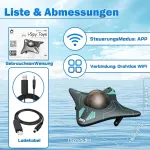 Charmofun nuotoliniu būdu valdomas laivas, rc u-boat, nuotoliniu būdu valdomas laivas su led lemputėmis, belaidis valdymas programėle, vandens žaislas lauko baseinams, ežerams, tvenkiniams, nuotoliniu būdu valdomas laivas vaikams nuo 8 metų