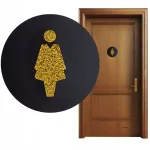 Sosenco tualeto Wc piktograma moterims, durų ženklas, graviruotas, juodas