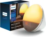 Philips Wake-up Light žadintuvas su spalvota saulėtekio imitacija, 20 &scaron;viesos lygių, 7 natūralūs garsai, naktinė lemputė (modelis Hf3531/01)