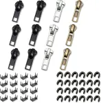 52 dalių užtrauktukų remonto rinkinys, pakaitinis užtrauktukas, nuimamas užtrauktuko traukiklis, metalinis užtrauktukas striukei, džinsams, siuvimui, "pasidaryk pats" amatams