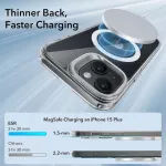 Esr dėklas, skirtas iphone 15 plus su magsafe, karinio standarto apsauginis dėklas su patobulintu integruotu paslėptu stovu, skirtas iphone 15 plus, atsparus įbrėžimams, skaidrus
