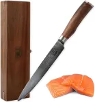 Zayiko Kurumi Premium peilis mėsai pjaustyti su 20 cm a&scaron;menimis, pagamintas i&scaron; 67 sluoksnių tikro damasko plieno, su rie&scaron;utmedžio rankena I Medinė dėžutė I Damasko peilis Virtuvinis peilis ir profesionalus &scaron;efo peilis