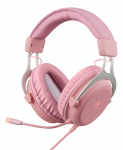 Stereo ausinės DELTACO GAMING PH85, 57mm, LED, rožinės / GAM-030-P