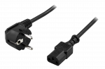 Prietaiso kabelis DELTACO įžemintas, LSZH, 2m, kampinis CEE 7/7 į tikrai IEC 60320 C13, max 250V/10A, juodas / DEL-109-LSZH