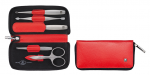 &bdquo;Zwilling Beauty&ldquo; &bdquo;Zwilling Twinox&ldquo; kelioninis rinkinys, raudonas odinis dėklas, 5 dalys