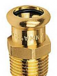 Sanha Perkėlimo nipelis 1/2x15 mm - 1/2x15 mm Cu presas. M ir V formos žandikauliai. Pistoleto metalo.