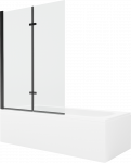 Vonia Mexen Vega su apdaila ir stiklo sienele, 150x70 cm + 120 cm (II), Baltas+Juodas/Transparent