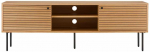 HouseNordic Kyoto TV staliukas - TV staliukas, 2 durys, 2 lentynos, ąžuolo fanera, natūrali spalva, juodos metalinės kojelės 150x40x50 cm, 1 vnt.