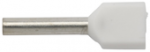 Ergom E08KH-02020104401 Izoliuotas antgalis HI 2X0.75/10, baltas E08KH-02020104401 /100 vnt./